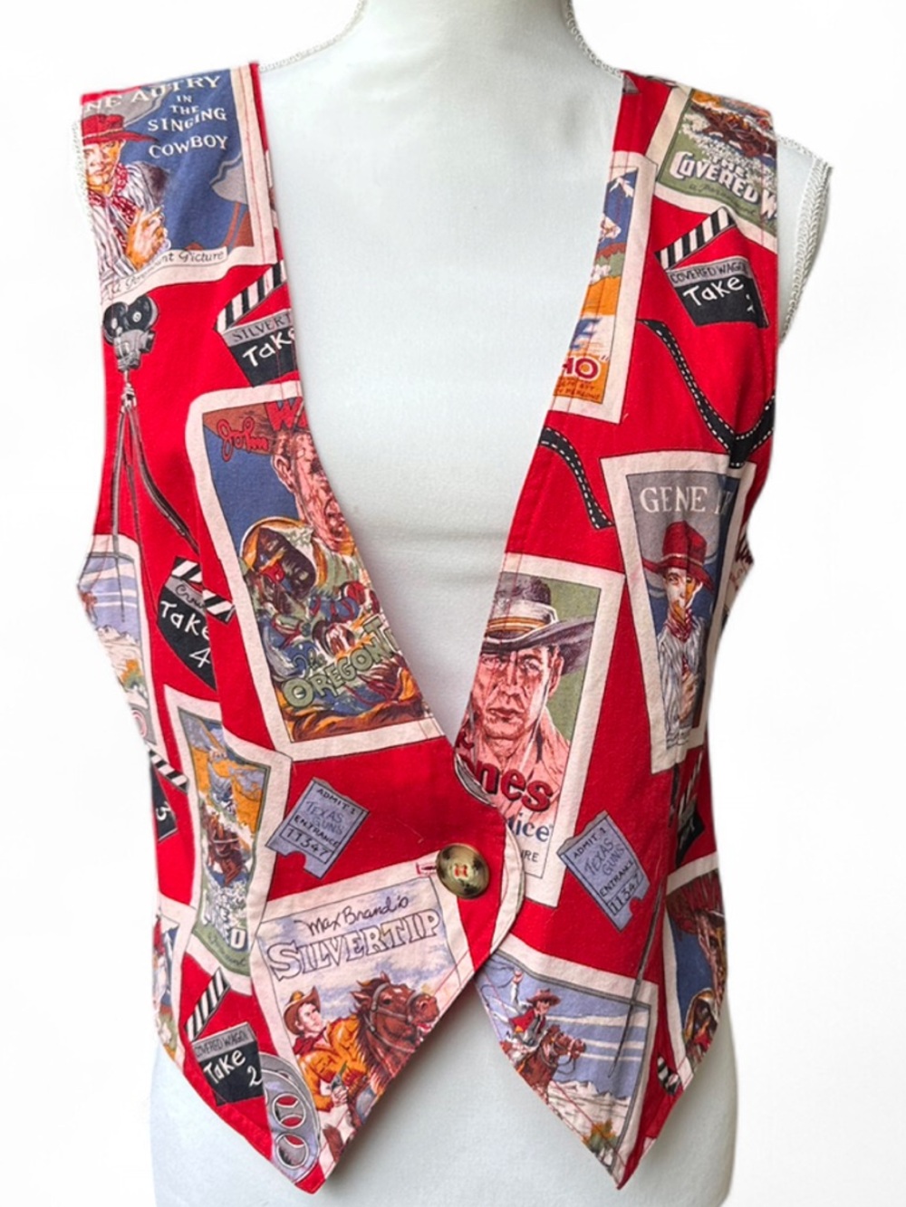 Red Vintage Western Movie Poster Print Vest